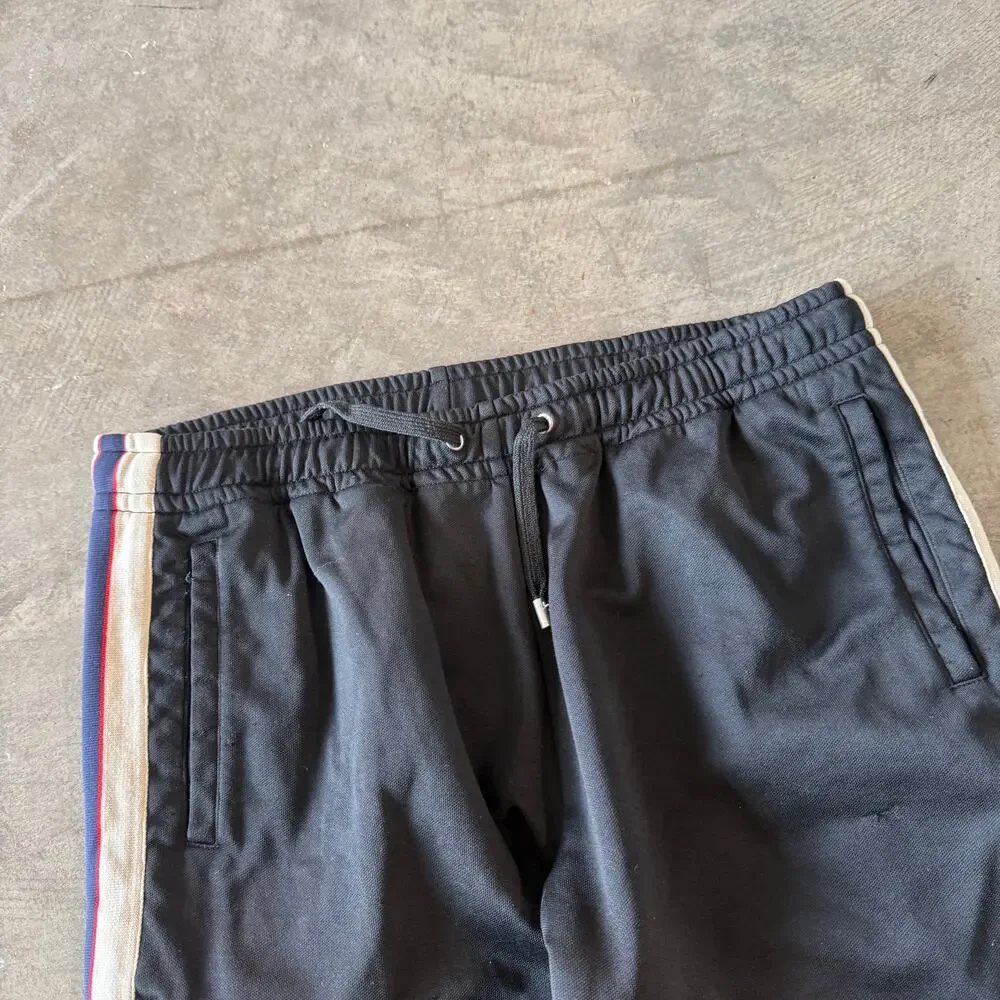 Gucci Mens Web Stripe GG Logo Black Jersey Track Pants Joggers Size XL